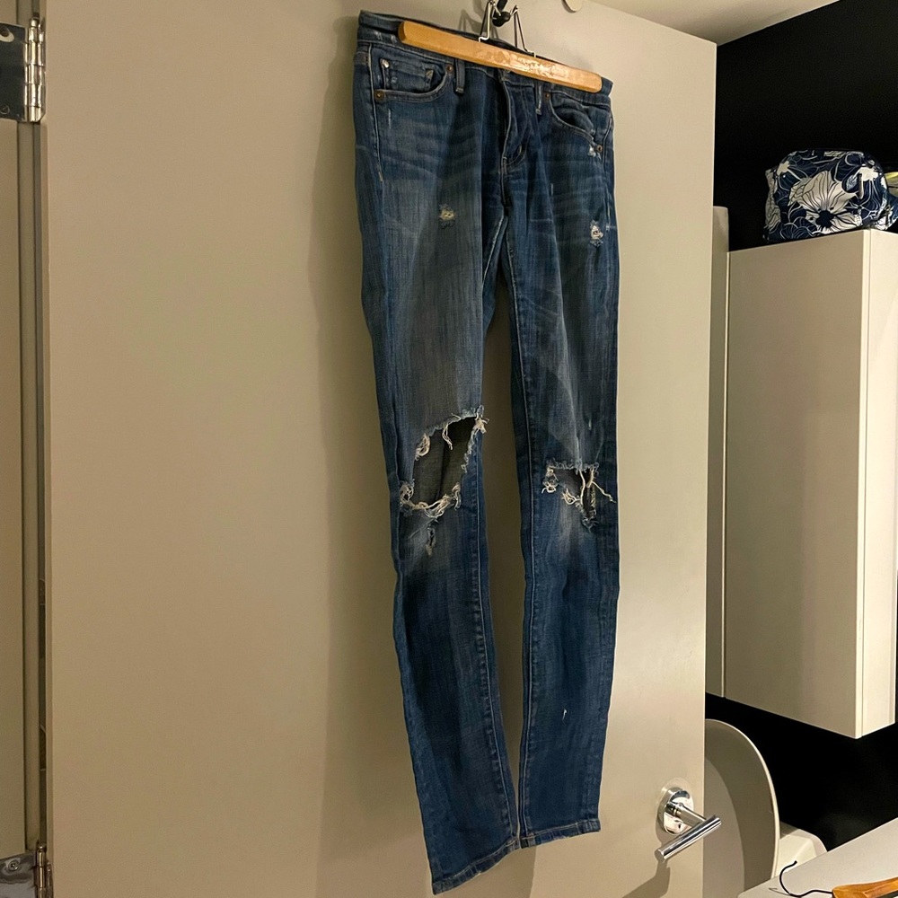 Denim & Supply Ralph Lauren | Blue Dylan Skinny Jeans w Knee Holes and Rips | 27
